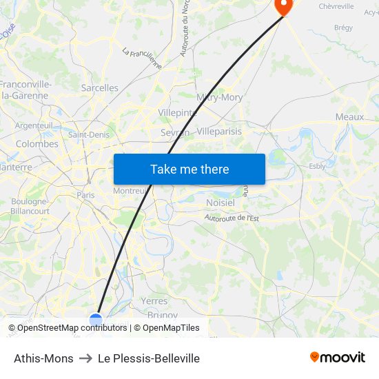 Athis-Mons to Le Plessis-Belleville map