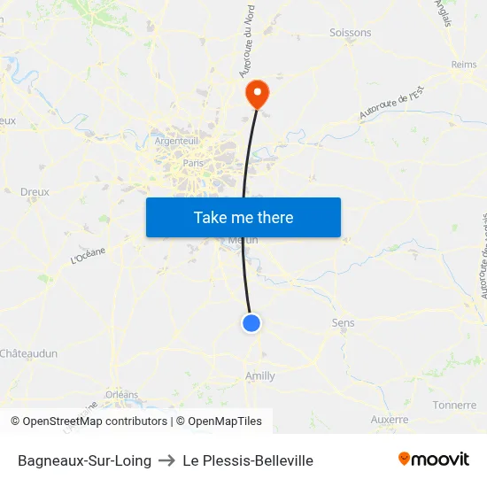 Bagneaux-Sur-Loing to Le Plessis-Belleville map