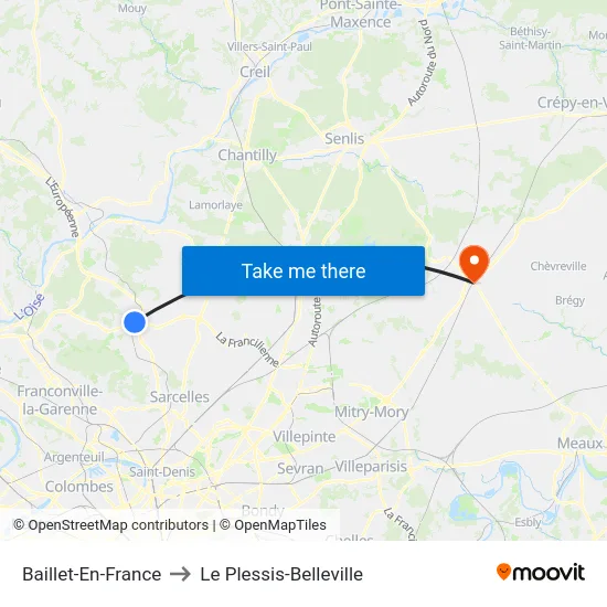 Baillet-En-France to Le Plessis-Belleville map