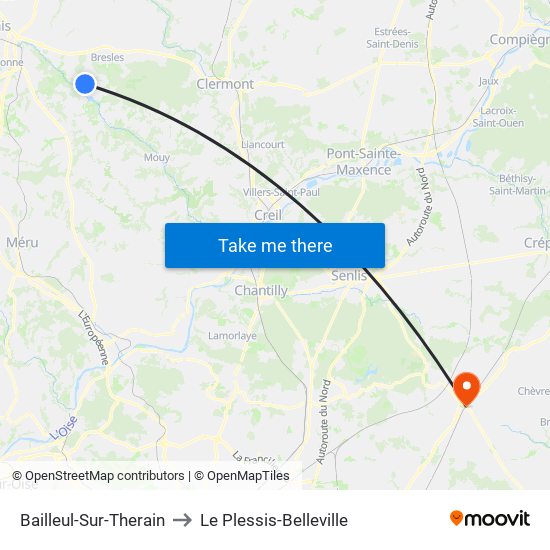 Bailleul-Sur-Therain to Le Plessis-Belleville map
