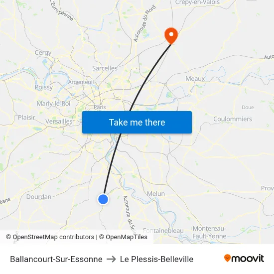 Ballancourt-Sur-Essonne to Le Plessis-Belleville map