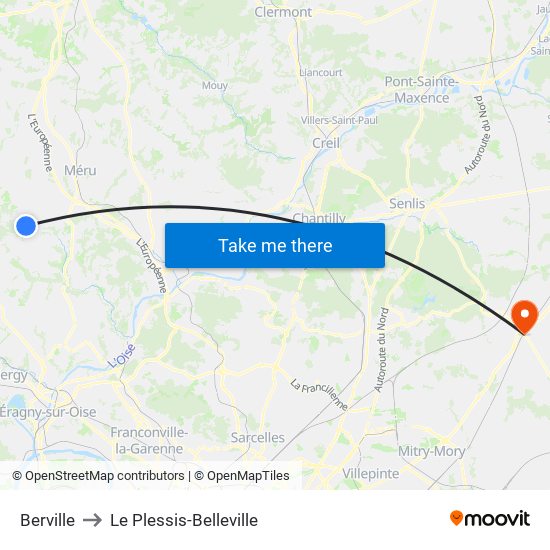 Berville to Le Plessis-Belleville map