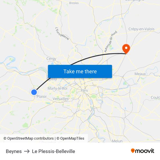 Beynes to Le Plessis-Belleville map