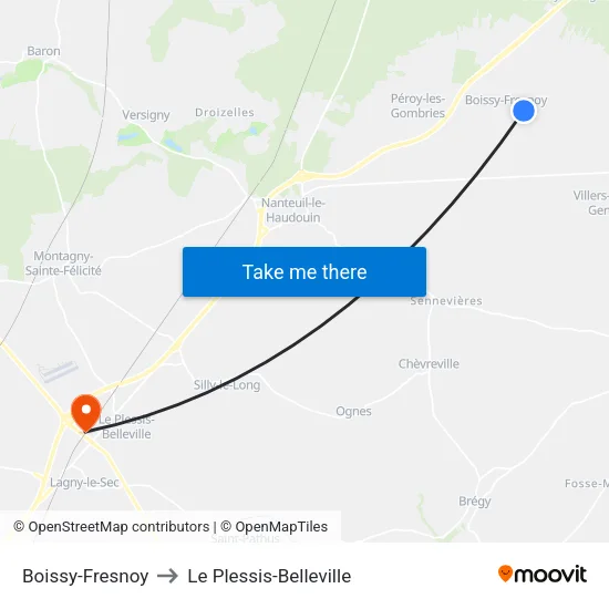Boissy-Fresnoy to Le Plessis-Belleville map