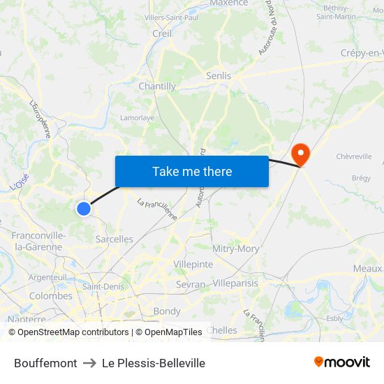 Bouffemont to Le Plessis-Belleville map