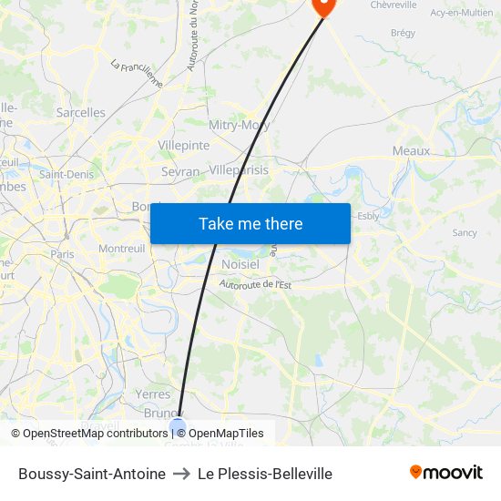 Boussy-Saint-Antoine to Le Plessis-Belleville map