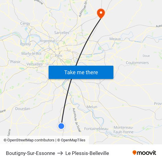 Boutigny-Sur-Essonne to Le Plessis-Belleville map