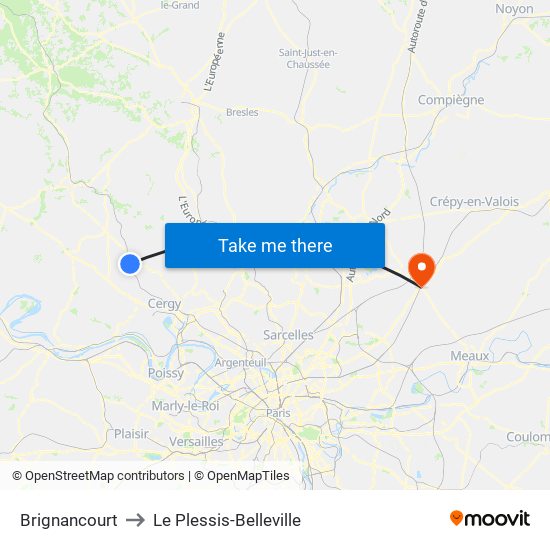 Brignancourt to Le Plessis-Belleville map