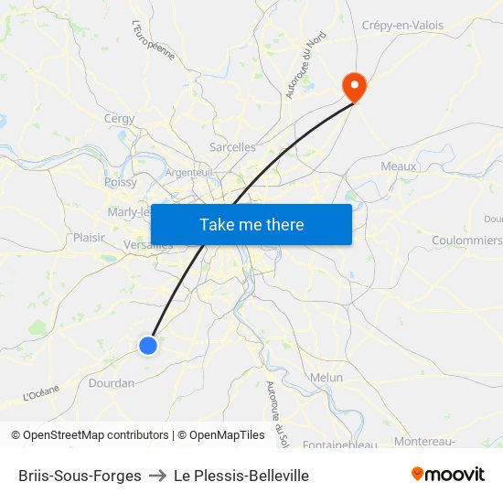 Briis-Sous-Forges to Le Plessis-Belleville map