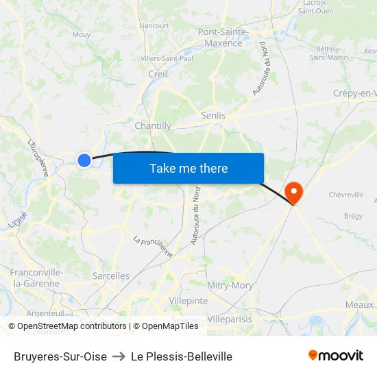 Bruyeres-Sur-Oise to Le Plessis-Belleville map
