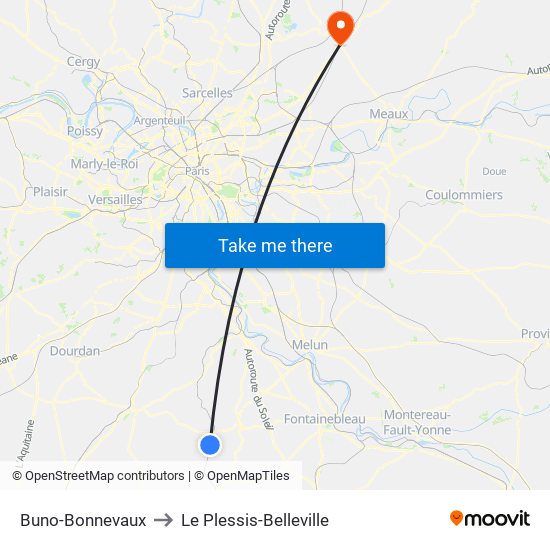 Buno-Bonnevaux to Le Plessis-Belleville map