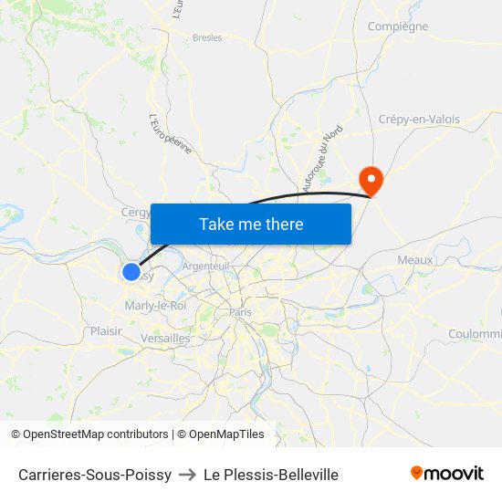 Carrieres-Sous-Poissy to Le Plessis-Belleville map