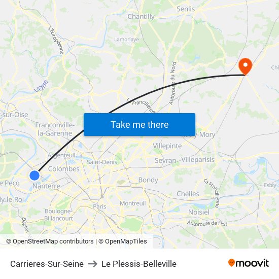 Carrieres-Sur-Seine to Le Plessis-Belleville map