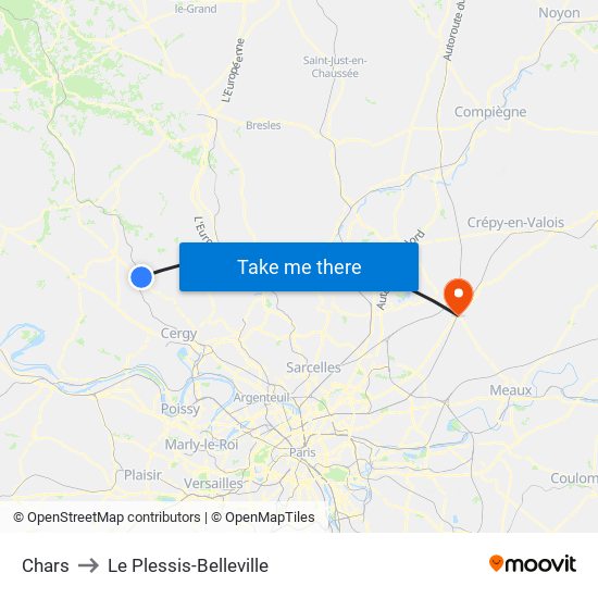 Chars to Le Plessis-Belleville map