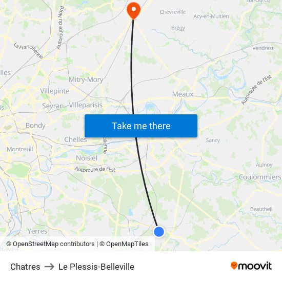 Chatres to Le Plessis-Belleville map