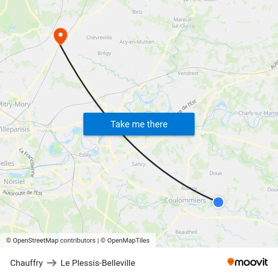 Chauffry to Le Plessis-Belleville map