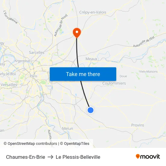 Chaumes-En-Brie to Le Plessis-Belleville map