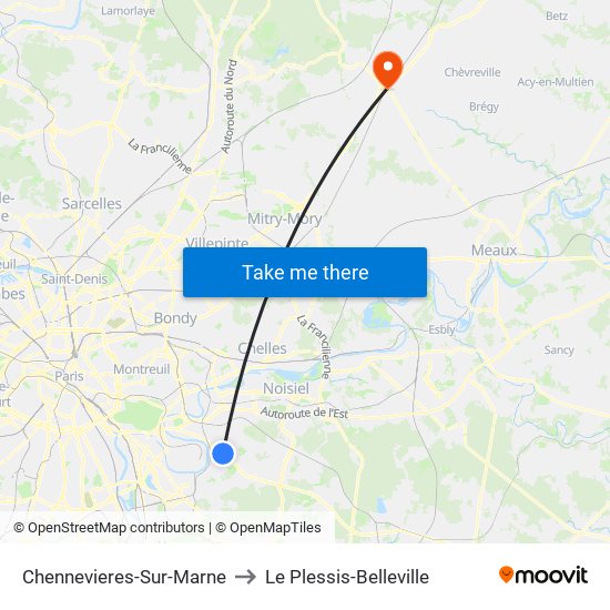 Chennevieres-Sur-Marne to Le Plessis-Belleville map
