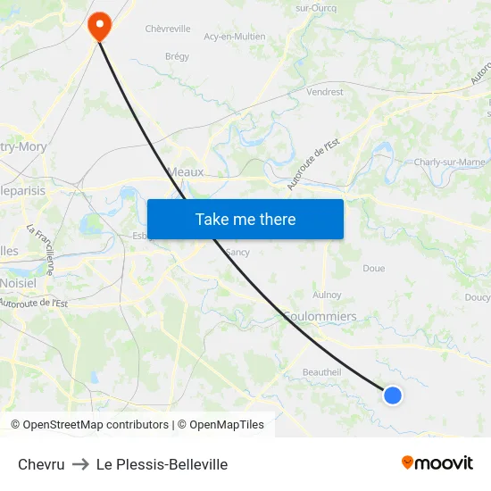 Chevru to Le Plessis-Belleville map