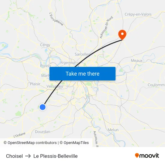 Choisel to Le Plessis-Belleville map