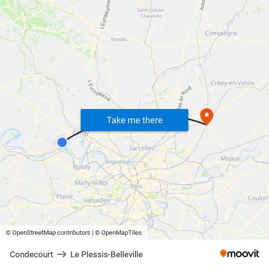 Condecourt to Le Plessis-Belleville map