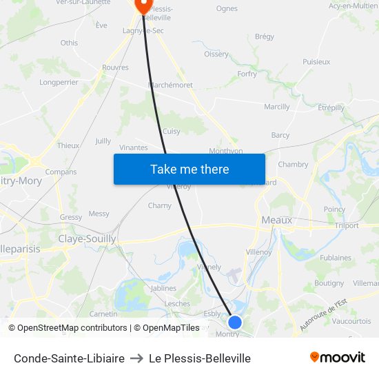 Conde-Sainte-Libiaire to Le Plessis-Belleville map