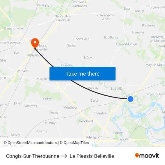 Congis-Sur-Therouanne to Le Plessis-Belleville map