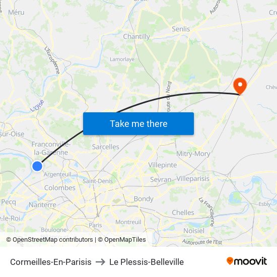 Cormeilles-En-Parisis to Le Plessis-Belleville map