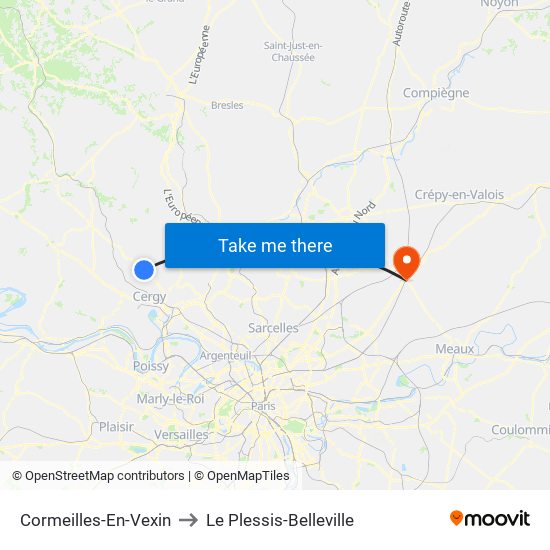 Cormeilles-En-Vexin to Le Plessis-Belleville map
