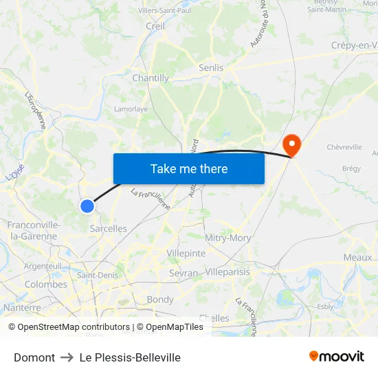 Domont to Le Plessis-Belleville map
