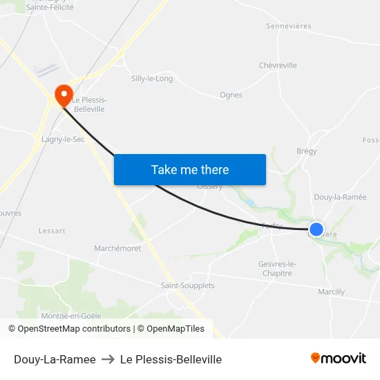 Douy-La-Ramee to Le Plessis-Belleville map