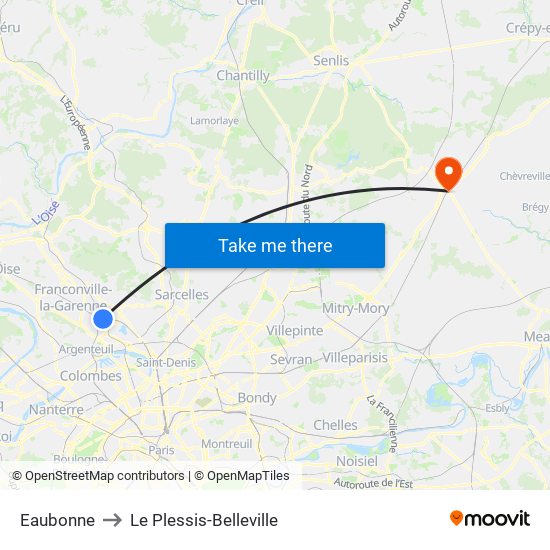 Eaubonne to Le Plessis-Belleville map