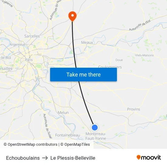 Echouboulains to Le Plessis-Belleville map