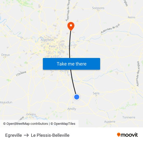 Egreville to Le Plessis-Belleville map