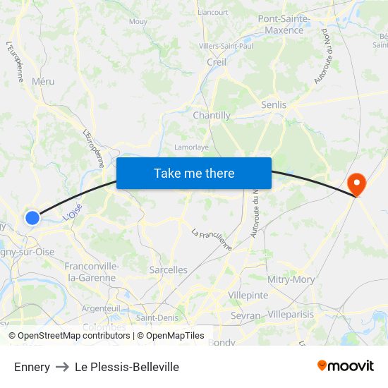 Ennery to Le Plessis-Belleville map