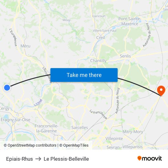 Epiais-Rhus to Le Plessis-Belleville map