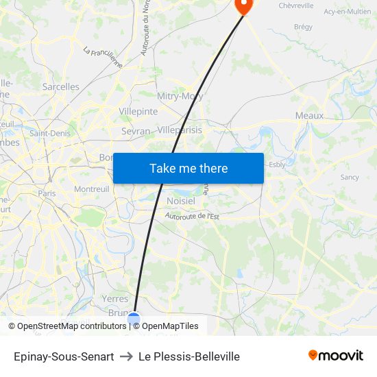 Epinay-Sous-Senart to Le Plessis-Belleville map