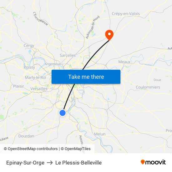 Epinay-Sur-Orge to Le Plessis-Belleville map