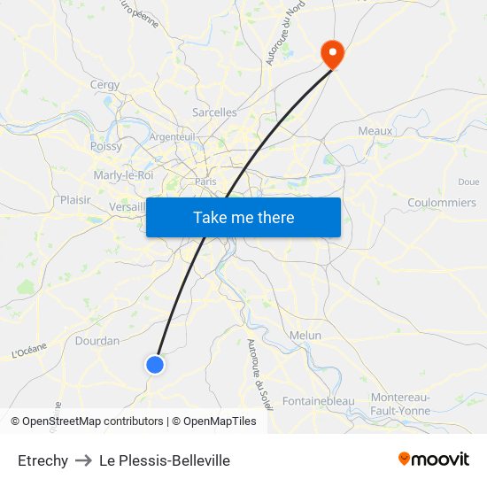 Etrechy to Le Plessis-Belleville map