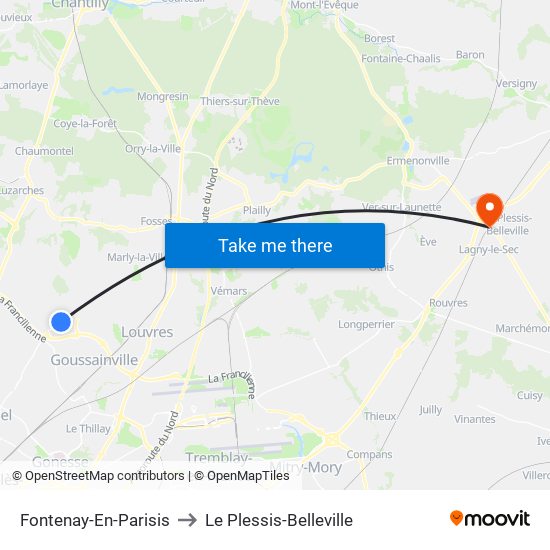 Fontenay-En-Parisis to Le Plessis-Belleville map