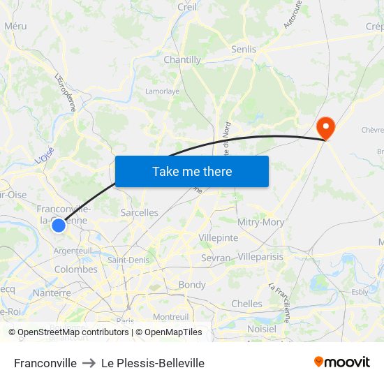Franconville to Le Plessis-Belleville map