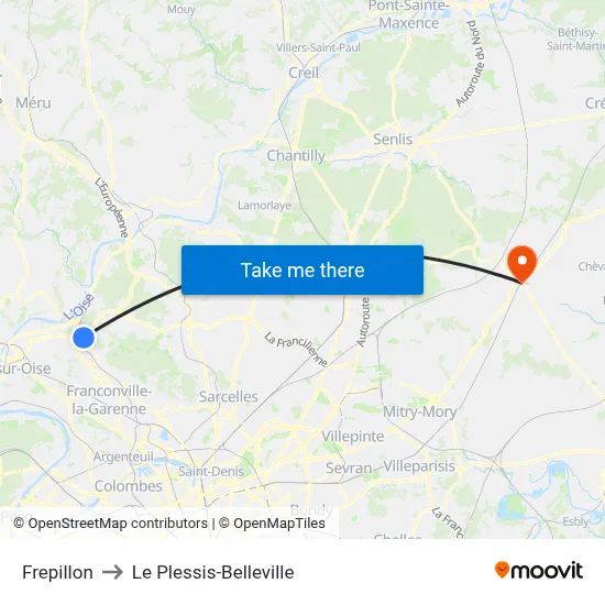 Frepillon to Le Plessis-Belleville map