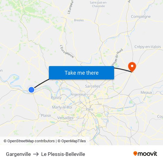 Gargenville to Le Plessis-Belleville map