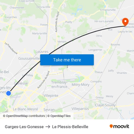 Garges-Les-Gonesse to Le Plessis-Belleville map
