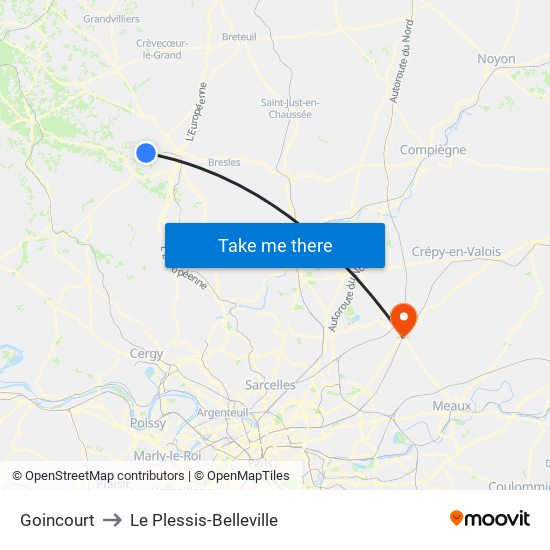 Goincourt to Le Plessis-Belleville map