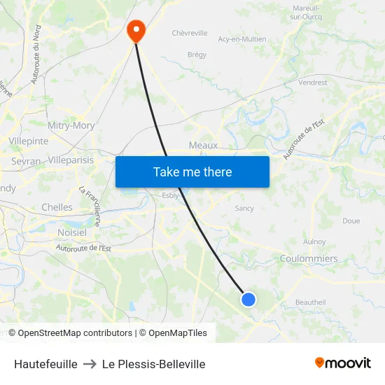 Hautefeuille to Le Plessis-Belleville map