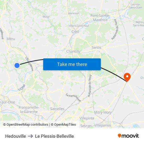 Hedouville to Le Plessis-Belleville map