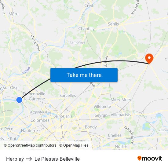 Herblay to Le Plessis-Belleville map