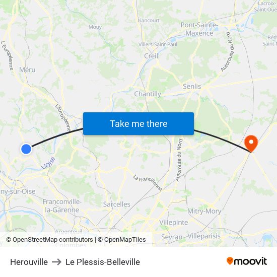 Herouville to Le Plessis-Belleville map