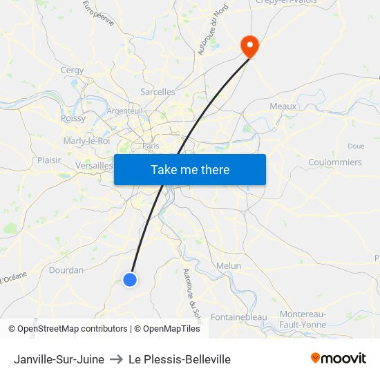 Janville-Sur-Juine to Le Plessis-Belleville map